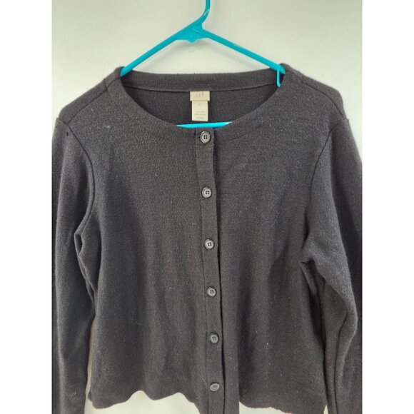 J. Jill Women's Cardigan Sweater Button Up Wool Roundneck Black Size M Classic - Picture 3 of 6